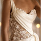 Hall Mature Wedding Dresses A-Line One Shoulder Sleeveless Court Train Satin Bridal Gowns With Pleats