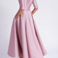 Unique satin A-line V-neck half sleeve pocket mother of the bride dresses Sexy