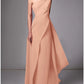 Sheath Evening Gown Red Green Dress Elegant Dress Formal Sweep / Brush Train Sleeveless One Shoulder Stretch Chiffon with Pleats