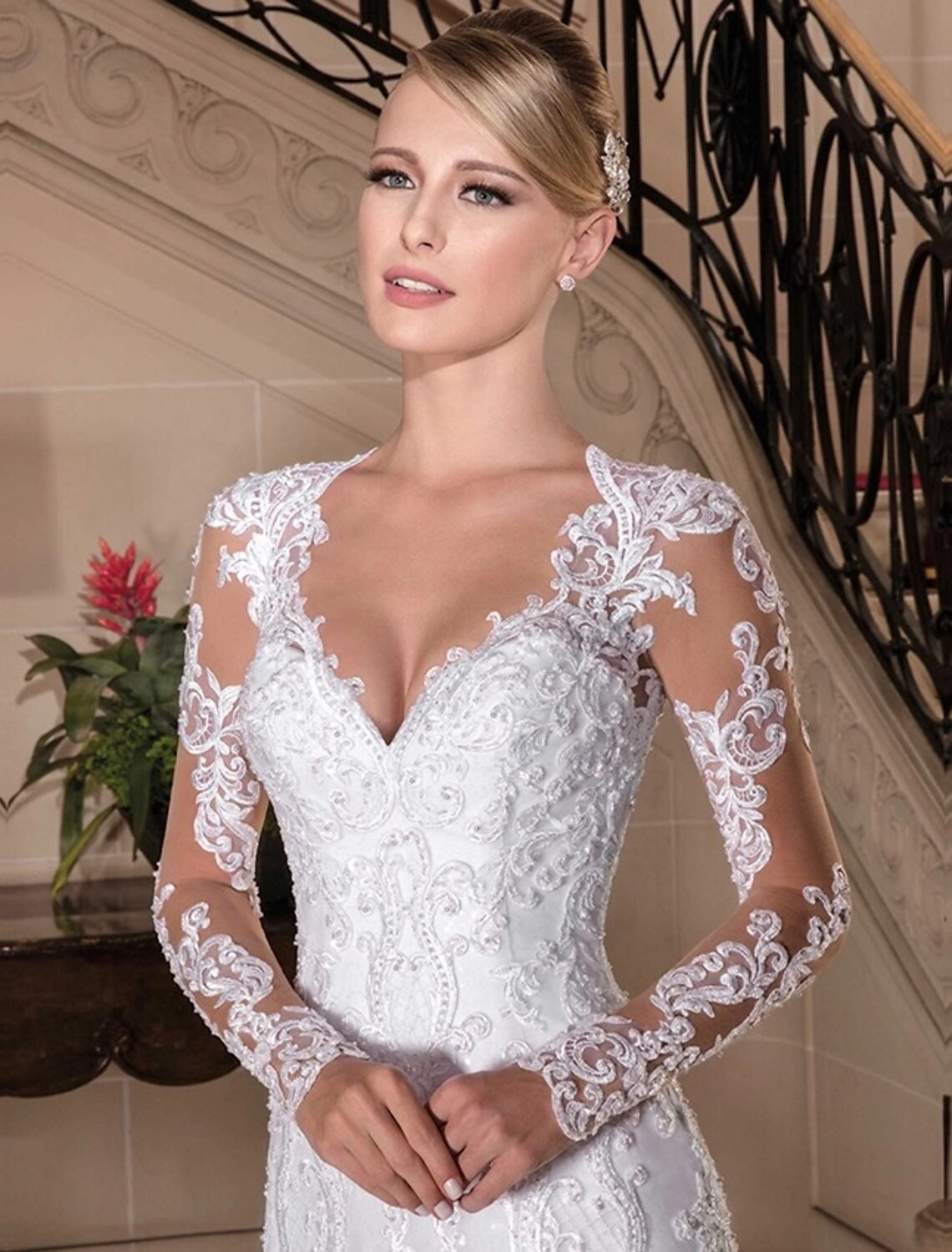 Engagement Formal Fall Wedding Dresses Mermaid / Trumpet Sweetheart Long Sleeve Court Train Lace Bridal Gowns With Beading Summer Wedding Party, Women¡®s Clothing