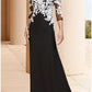 Sheath / Column Mother of the Bride Dress Wedding Guest Elegant Jewel Neck Floor Length Stretch Chiffon 3/4 Length Sleeve