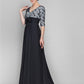 A-Line Mother of the Bride Dress Vintage Inspired V Neck Sweep / Brush Train Chiffon Lace Half Sleeve with Lace Ruched