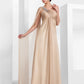 Sheath / Column Elegant Formal Evening Black Tie Gala Dress One Shoulder Sleeveless Floor Length Chiffon with Criss