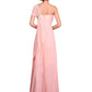 Sheath / Column Evening Gown Beautiful Back Dress Wedding Guest Floor Length Short Sleeve One Shoulder Chiffon