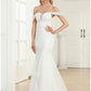 Reception Wedding Dresses Mermaid / Trumpet Off Shoulder Cap Sleeve Sweep / Brush Train Lace Bridal Gowns