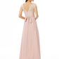 Sheath / Column Bridesmaid Dress Bateau Neck Short Sleeve Elegant Floor Length Chiffon / Lace with Lace / Sash / Ribbon