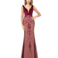 Mermaid / Trumpet Evening Gown Luxurious Dress Formal Evening Sweep / Brush Train Sleeveless V Neck Fall Wedding Guest Velvet Backless