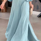 Leisure minimalist solid color pleated V-neck A-line evening dress Sexy