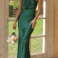 Sweet and elegant solid color one shoulder evening dress Party Dress