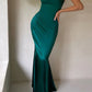 Elegant and formal solid color backless hanging neck horn fish tail evening dress Party Dress