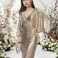 Sheath / Column Cocktail Dresses Glittering Dress Graduation Cocktail Party Knee Length Half Sleeve V Neck Sequined with Sleek Sparkly