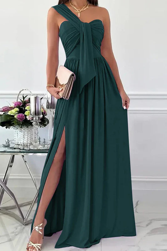 Elegant Formal Solid Color Asymmetric Solid Color One Shoulder Irregular Evening Dress Party Dress