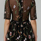 A-Line Party Dress Holiday Tea Length Half Sleeve Illusion Neck Organza with Embroidery