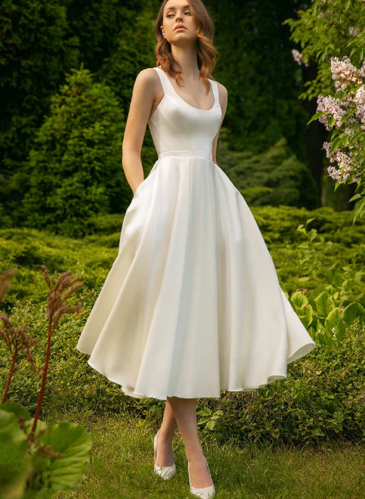 A-word/Princess Spoon Tea Long Wedding Dress Ivory Party Dress
