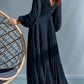 Plus Size A-Line V Neck Mother Of The Bride Dresses Long Sleeve Floor Length