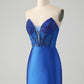 Classy Sparkly Royal Blue Tight Strapless Short Homecoming Dress with Beading Sexy