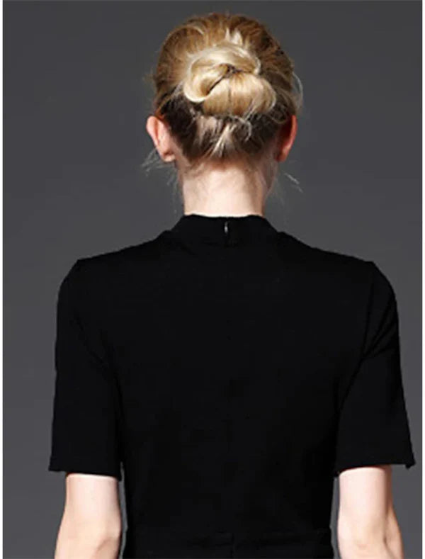 A-Line Wedding Guest Dresses Minimalist Dress Party Dress Wedding Party Tea Length Short Sleeve High Neck with Pleats