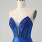 Classy Sparkly Royal Blue Tight Strapless Short Homecoming Dress with Beading Sexy