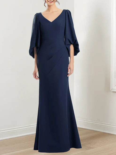 Mermaid V-Neck 3/4 Sleeves Mother Of The Bride Dresses Elegant Evening Dress