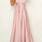 Elegant solid color backless shoulder strap V-neck evening dress Sexy