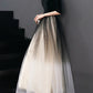 A-Line Elegant Gradient Prom Formal Evening Dress Jewel Neck Half Sleeve Floor Length Tulle with Sleek Party Dresses