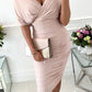 Fashionable solid color split splicing V-neck high waisted skirt for evening dress Party Dress