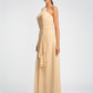 Sheath High Neck Floor Length Chiffon Bridesmaid Dress with Draping