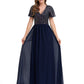 A-Line Mermaid / Trumpet Evening Gown Elegant Dress Christmas Floor Length Short Sleeve V Neck Sequined
