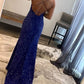 Mermaid / Trumpet Prom Dresses Sparkle & Shine Dress Wedding Guest Party Wear Floor Length Sleeveless Spaghetti Strap Sequined