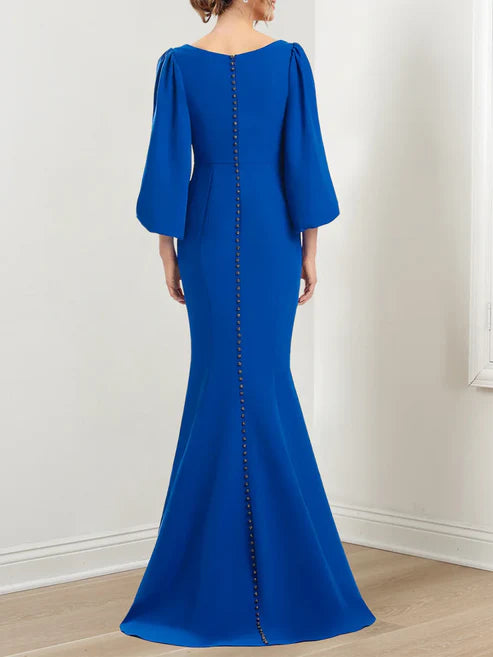 Mermaid V-Neck 3/4 Sleeves Mother Of The Bride Dresses Elegant Evening Dress