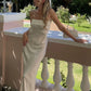 Strapless Satin Maxi Dress Simple Wedding Guest Dress Party Dress Formal Dress