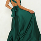 Elegant solid color backless shoulder strap V-neck evening dress Sexy