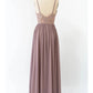 A-Line Bridesmaid Dress V Neck Sleeveless Open Back Floor Length Chiffon Long