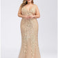 Mermaid / Trumpet Evening Gown Plus Size Dress Wedding Guest Engagement Floor Length Sleeveless V Neck Lace V Back