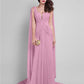 Sheath / Column Elegant Dress Wedding Guest Prom Court Train Sleeveless Plunging Neck Georgette V Back with Criss Cross Side