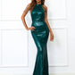 Mermaid / Trumpet Wedding Guest Dresses Sparkle & Shine Dress Halloween Evening Party Floor Length Sleeveless High Neck Sequined with Fringe