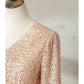 Sheath / Column Cocktail Dresses Sparkle & Shine Dress Wedding Party Floor Length Half Sleeve V Neck Sequined with Sequin