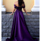 A-Line Prom Dresses Princess Dress Formal Sweep / Brush Train Sleeveless Off Shoulder Satin with Pleats