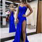 Mermaid / Trumpet Prom Dresses Empire Dress Formal Sweep / Brush Train Sleeveless Spaghetti Strap Satin Backless