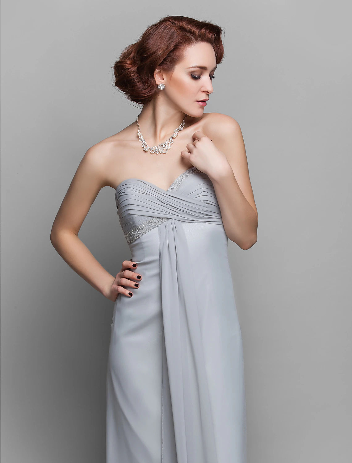 Sheath / Column Mother of the Bride Dress Wrap Included Sweetheart Floor Length Chiffon 3/4 Length Sleeve with Criss Cross