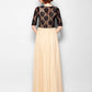 A-Line Mother of the Bride Dress Wrap Included V Neck Floor Length Chiffon Lace Half Sleeve yes