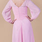 Sheath / Column Mother of the Bride Dress Vintage Inspired Cowl Neck Floor Length Chiffon Long Sleeve with Criss Cross