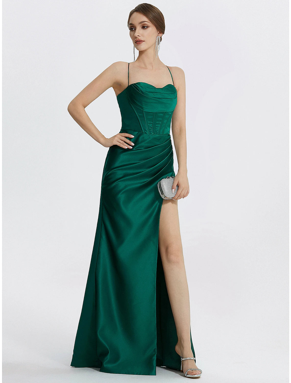 Mermaid / Trumpet Prom Dresses Corsets Dress Wedding Guest Black Tie Floor Length Sleeveless Cowl Neck Satin