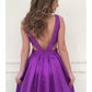 A-Line Prom Dresses Minimalist Dress Formal Floor Length Sleeveless V Neck Pocket Stretch Satin Backless V Back