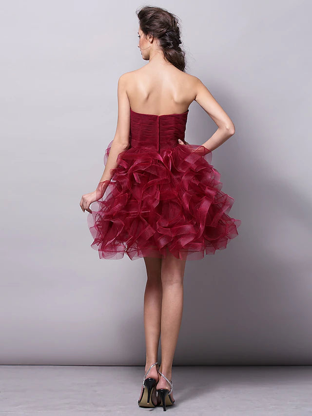 Ball Gown Hot Homecoming Cocktail Party Valentine's Day Dress Strapless Sleeveless Short / Mini Tulle