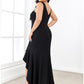 Mermaid / Trumpet Evening Gown Sexy Dress Formal Wedding Guest Asymmetrical Sleeveless V Neck Nylon V Back with Ruffles