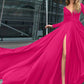 A-Line Empire Minimalist Sexy Holiday Prom Formal Evening Dress V Neck V Back Long Sleeve Floor Length Chiffon with Slit