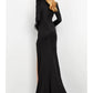 Mermaid / Trumpet Prom Dresses Maxi Dress Formal Sweep / Brush Train Long Sleeve V Neck Stretch Fabric with Feather Slit