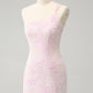 Sparkly Bodycon One Shoulder Sequins Homecoming Dress with Embroidery Beautiful