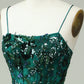 A Line Spaghetti Straps Dark Green Corset Prom Dress with Appliques Beautiful